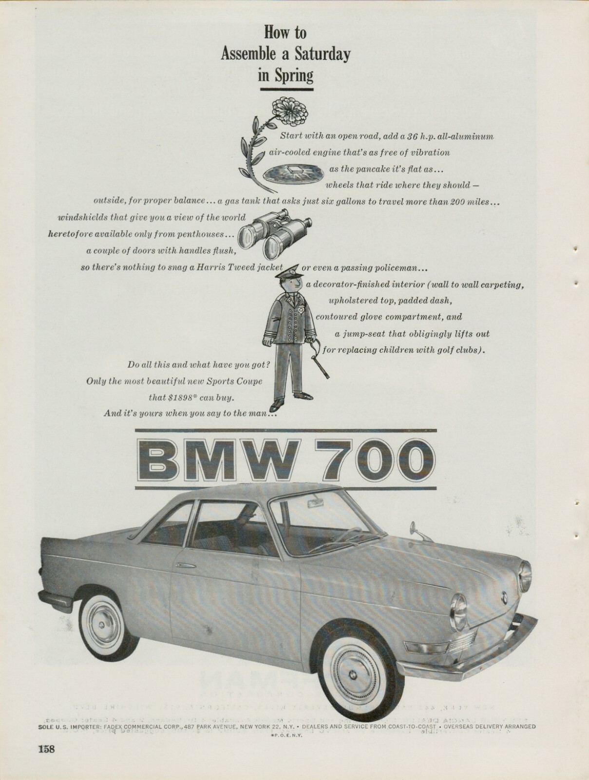 1960 BMW 700 Sports Coupe Assemble a Saturday Car Automobile Vintage Print Ad