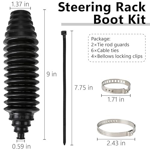 Steering Rack Boot Kit, Universal Steering Rack and Pinion Tie Rod Boots,