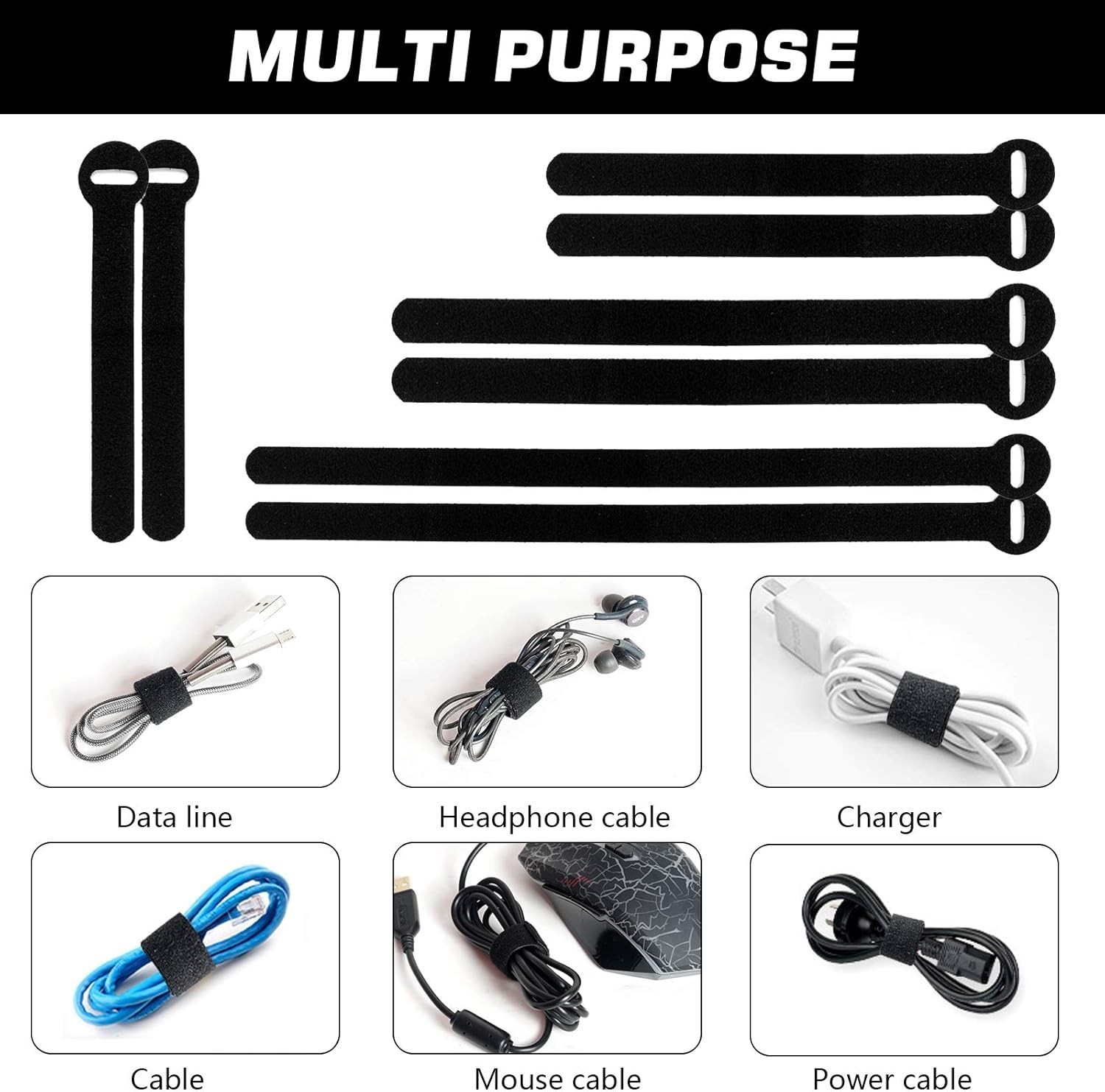150PCS Multi-Size Reusable Cable Ties for Efficient Cable Management