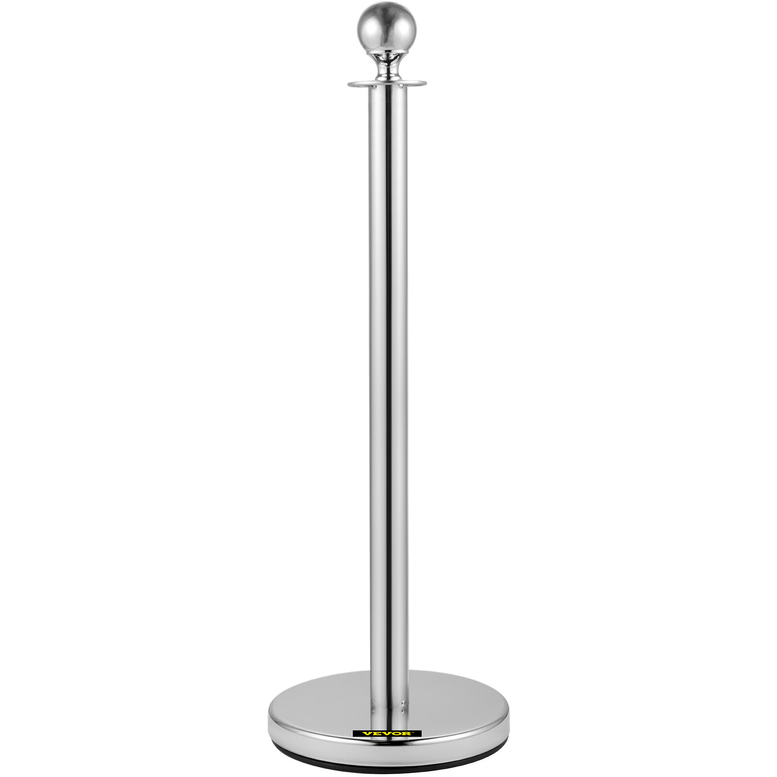 6PCS Silver Stanchion Posts Queue Crowd Control Barrier with 3 Velvet Ropes