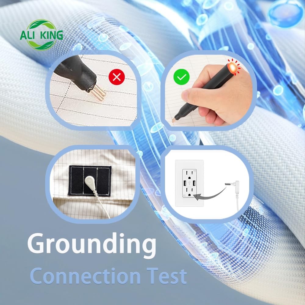 Grounding Sheets California King Size Soft Cotton Silver Fiber 15'' Deep