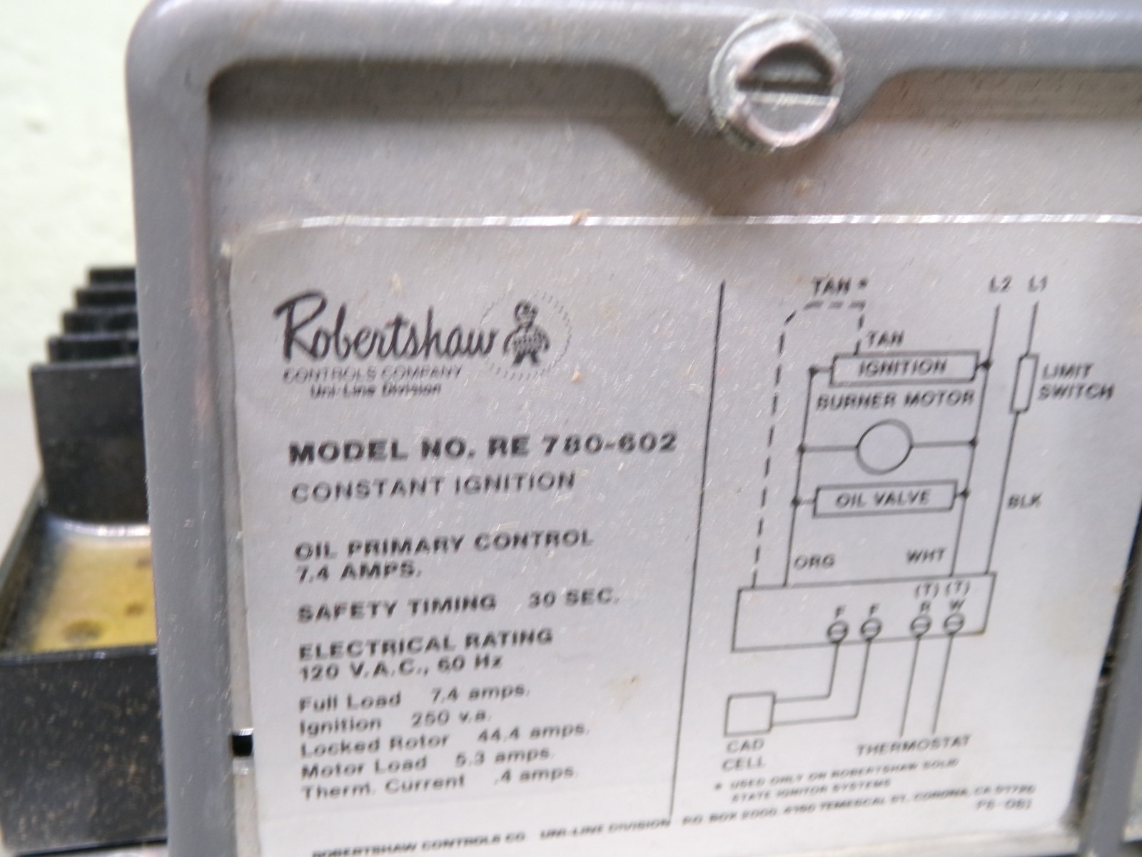 ROBERTSHAW RE 780-602 CONSTANT IGNITION CONTROL