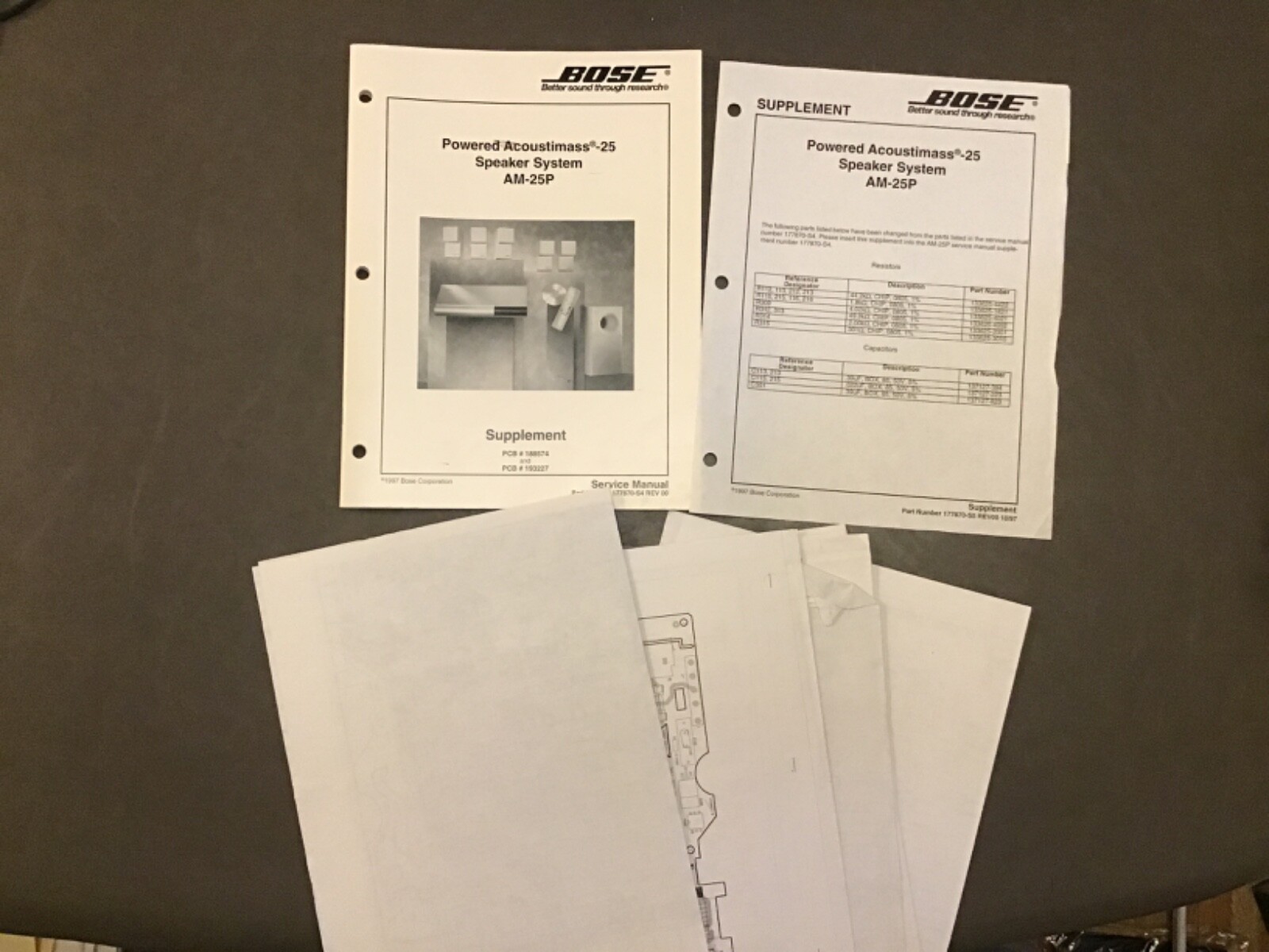 Bose Powered Acoustimass -25 Speaker Sysrem AM-25P Service Supplements &original