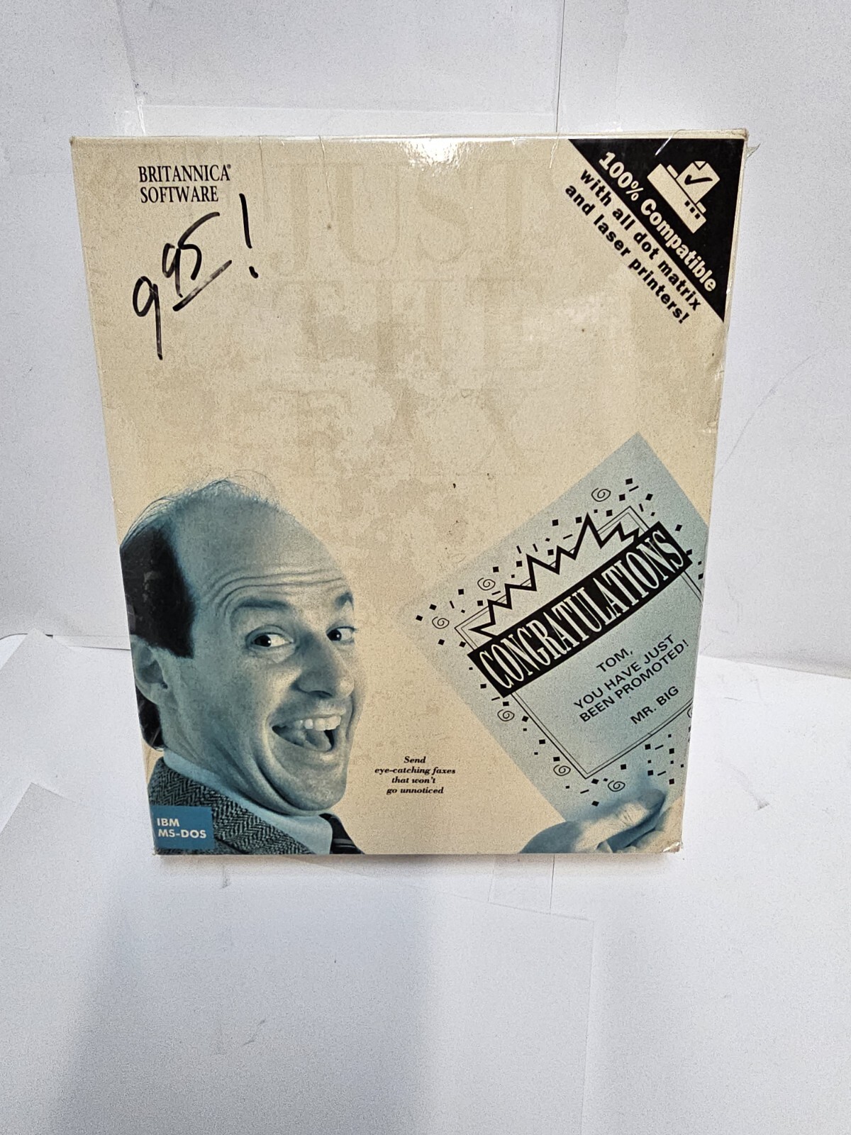 Sealed New Just The Fax 1990 Britannica Software IBM MS-DOS 5.25” & 3.5" Disks