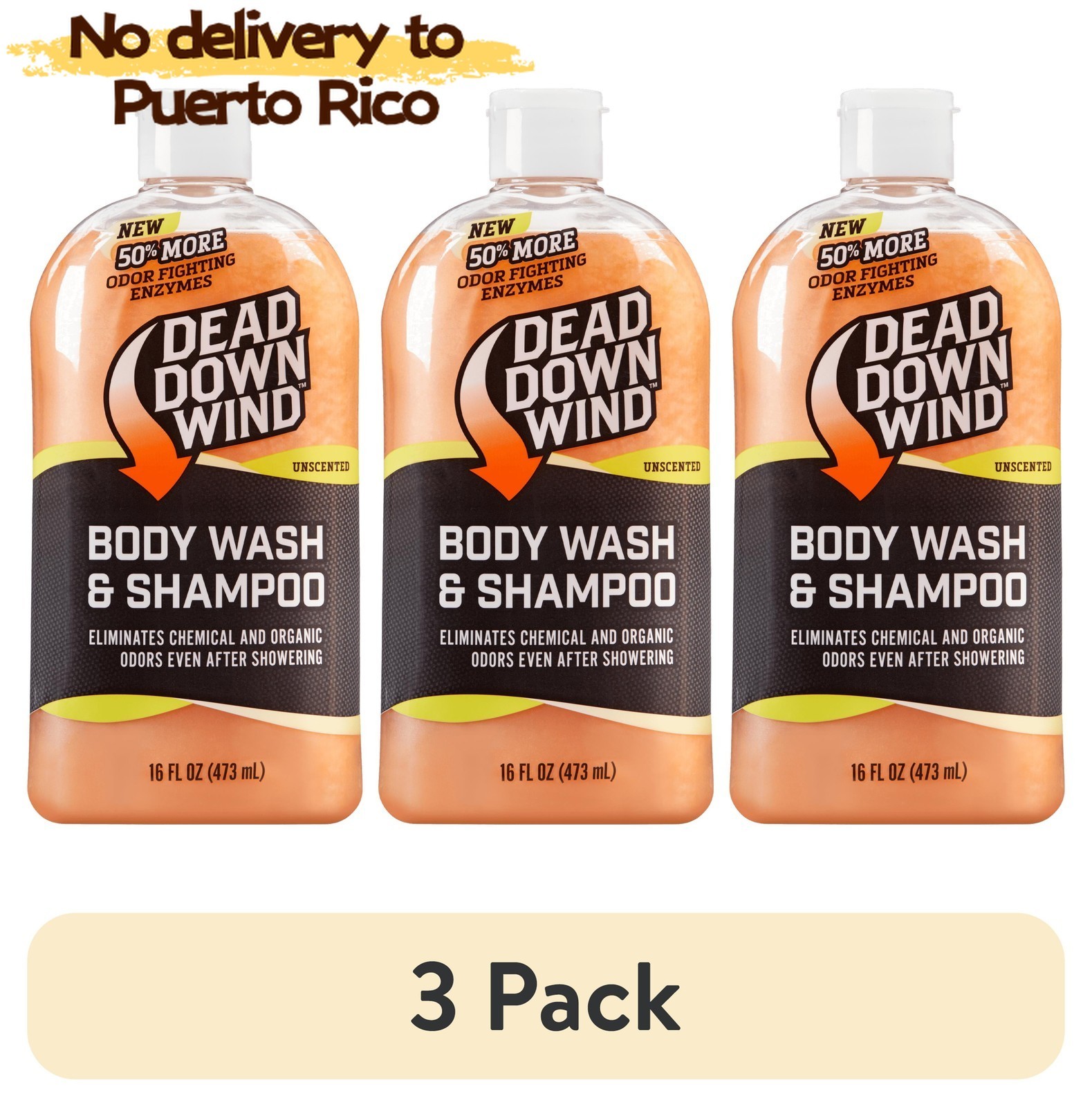 (3 pack) Dead Down Wind Pearlized Body Wash and Shampoo - 16 Fluid Ounces new