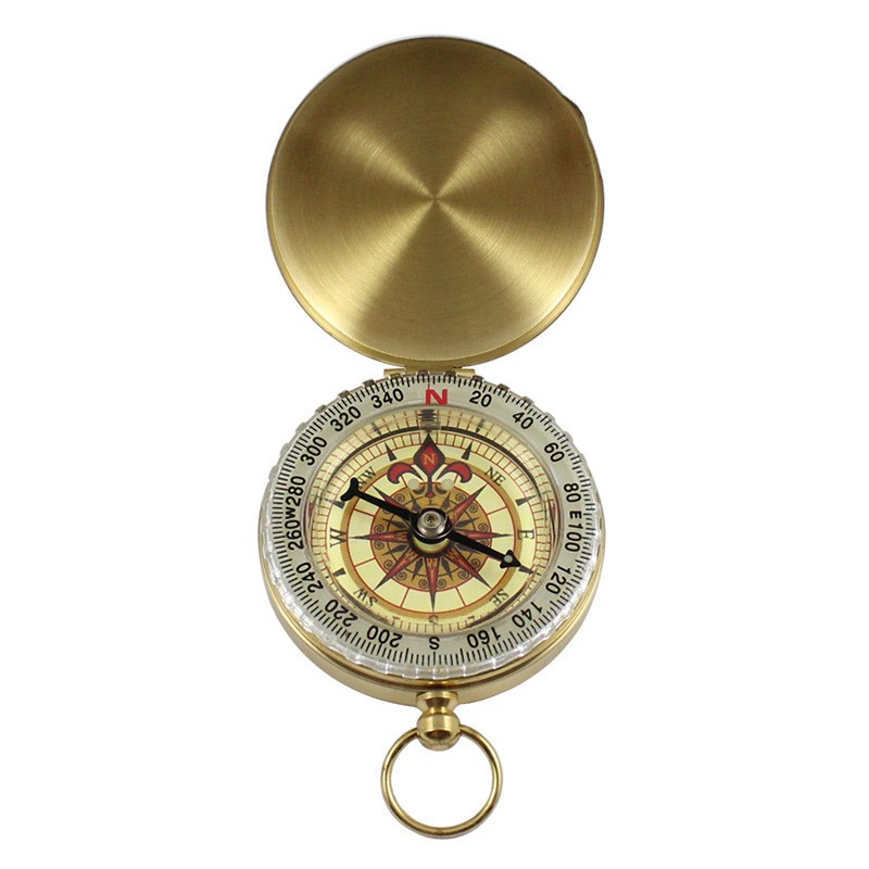 Luminous Pocket Brass Watch Style Military Army Compass Outdoor Camping Keychain