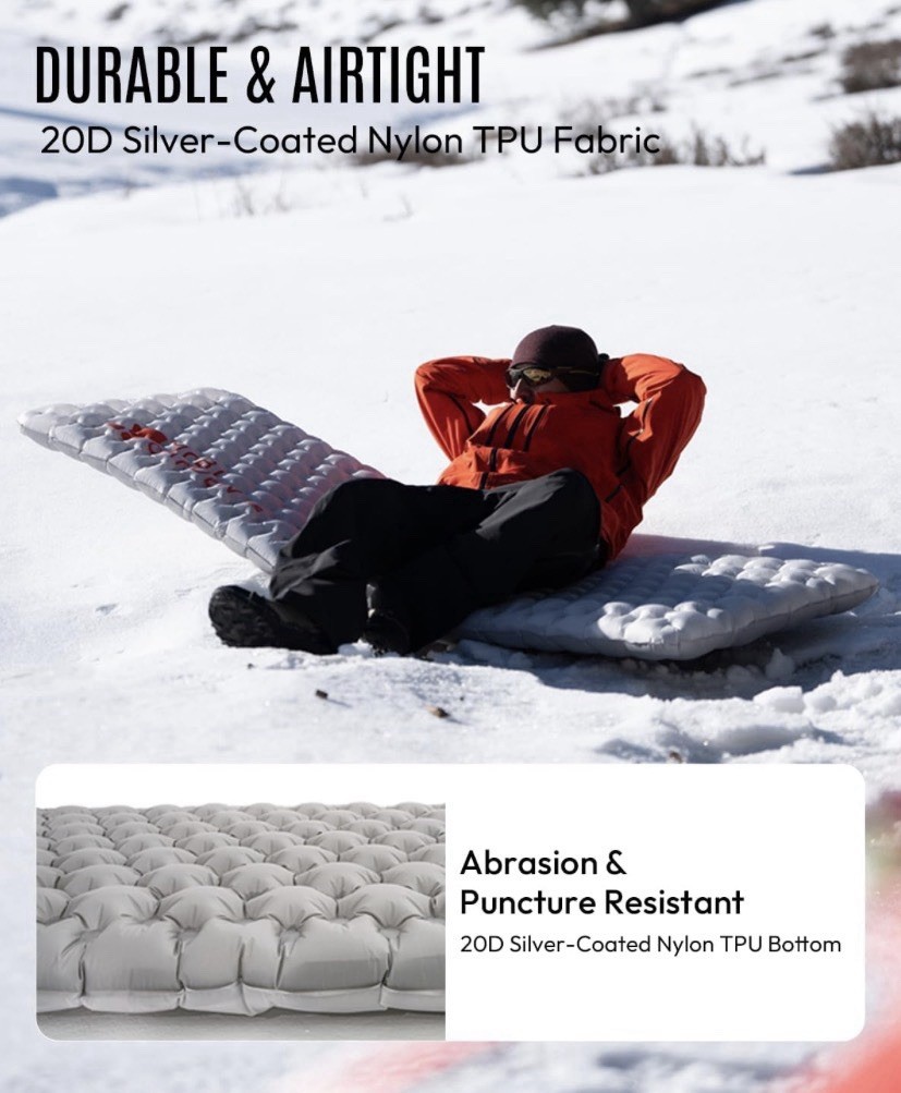 MOBI GARDEN Gennye Pro Rectangular Sleeping Pad for Camping, Extra Thick R-6.0