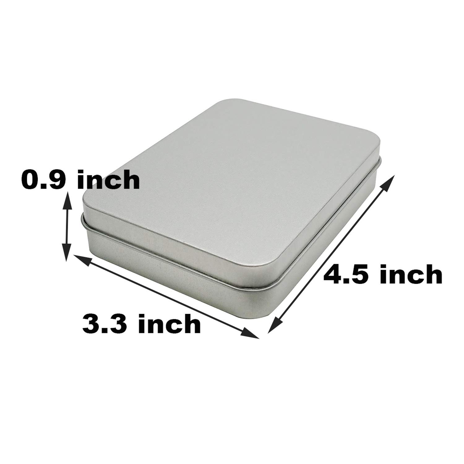 Hulless 6 Pcs Metal Hinged Tin Box Container 4.5'' X 3.3'' (6 Count), Silver