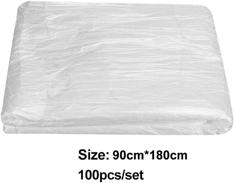 100 Pcs Disposable Plastic Bed Cover 35.4"x70.8" For Spa Massage Tattoos Bed