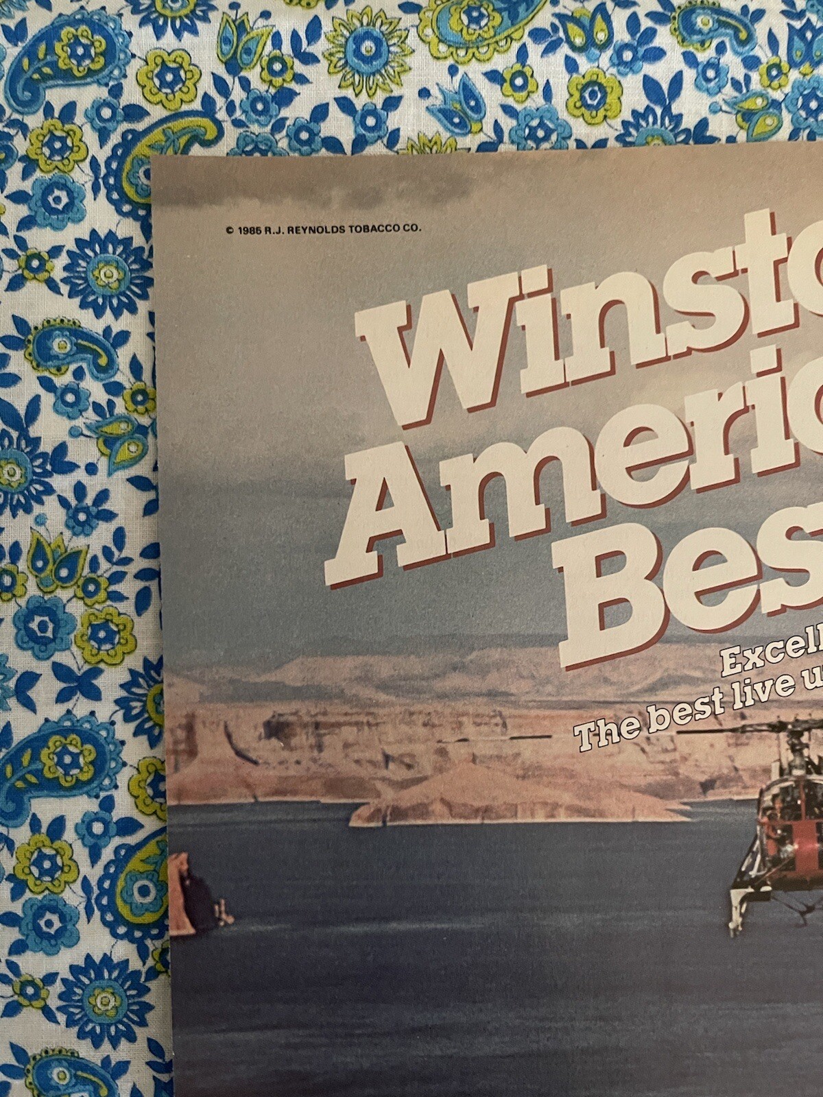 Vintage 1985 Winston Cigarettes Print Ad Rock Climbers Helicopter