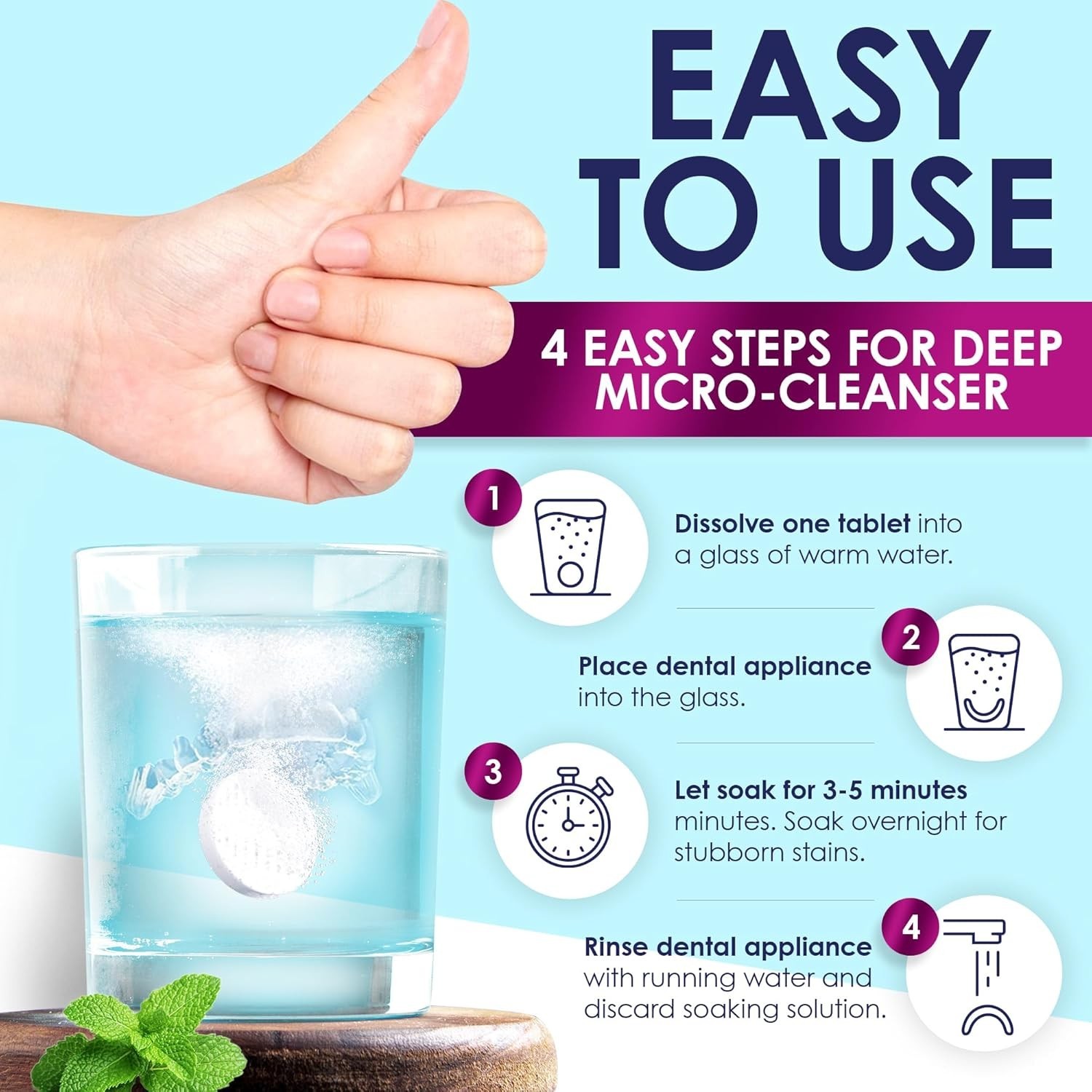 Retainer Cleaner Tablets - 120 Cleaning Tablets for Aligners, Retainers, Denture