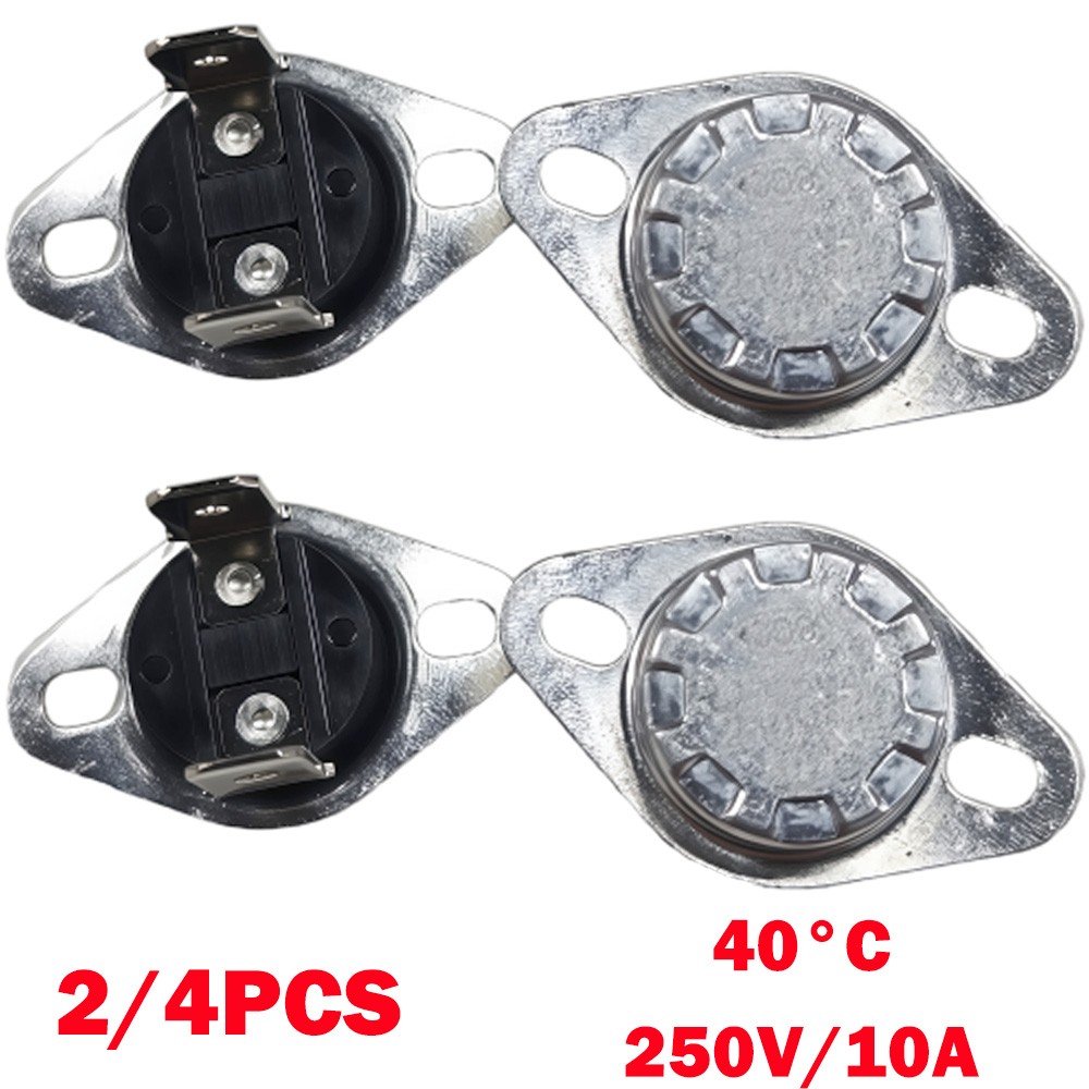 2/4Pc Thermostat 40°C 10A Normally Closed NC Temperature Switch 6.3mm Pin Width