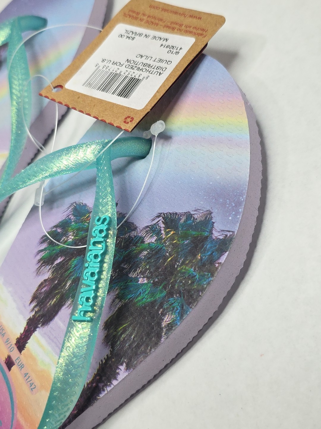 Havaianas Quiet Lilac W US 9/10 Purple Palm Tree Hawaiian Flip Flops Thong New