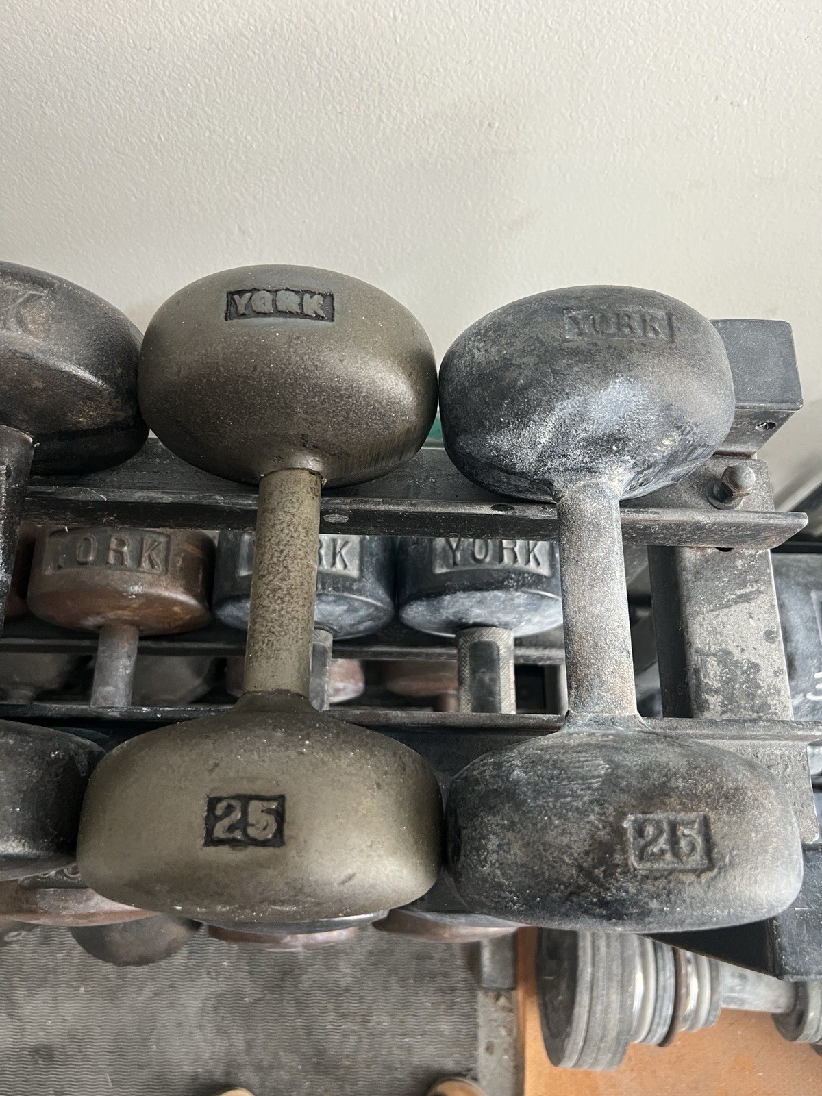 York 25 Lb Bun Head Dumbbell Vintage 1930s-1960s Pair
