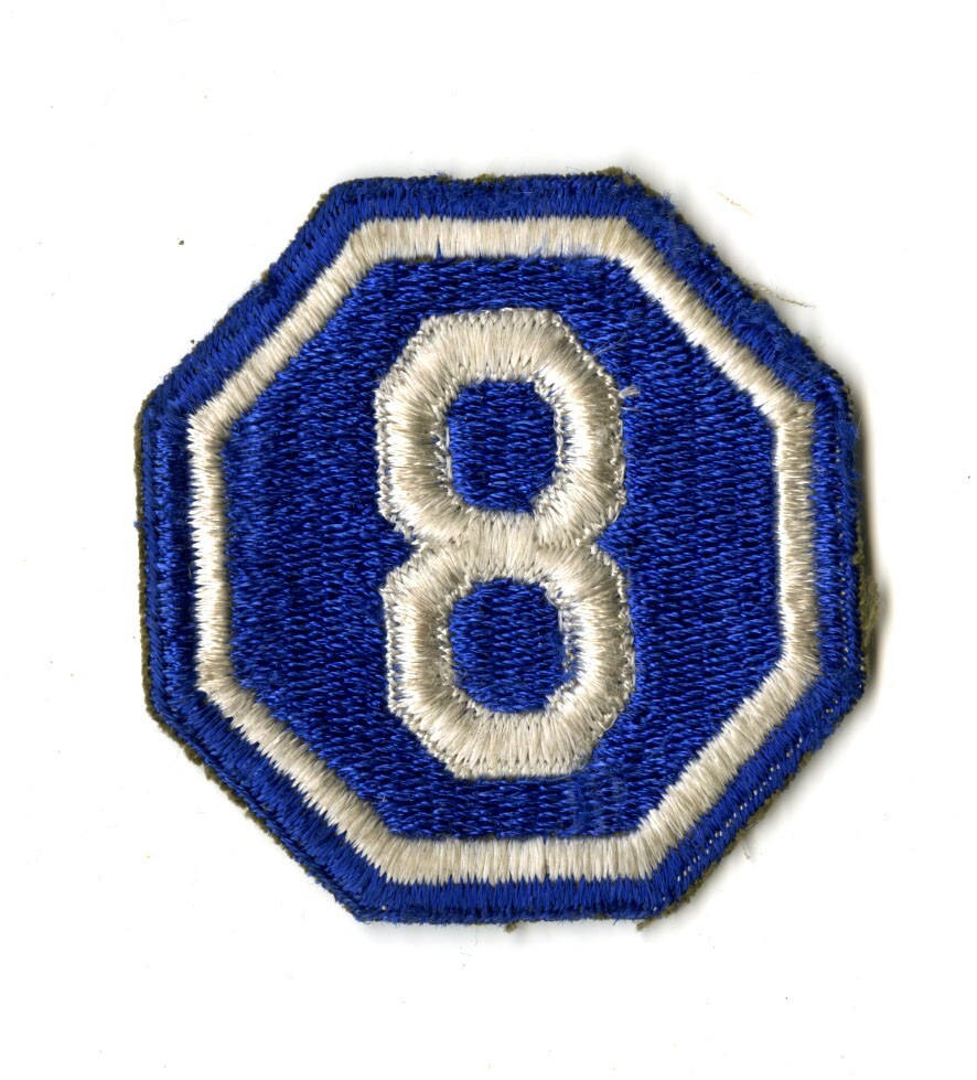 VIII Corps Patch WWII Original White Back France Bulge Germany Europe