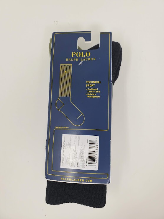 POLO RALPH LAUREN Men's Polo Logo Crew Socks, 3-Pack, size 10-13