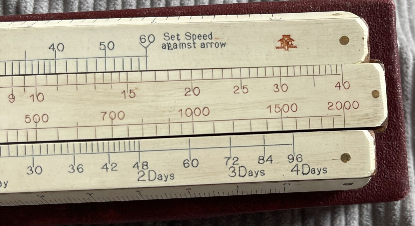 Vintage Unique Legible Slide Rule, Made in England + Original Case