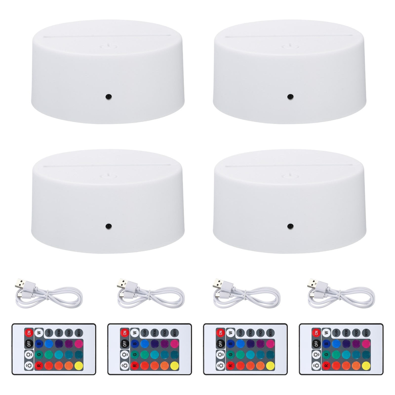 3D Night LED Light Lamp LED Light Display Base Christmas Light Lamp (4 pieces)