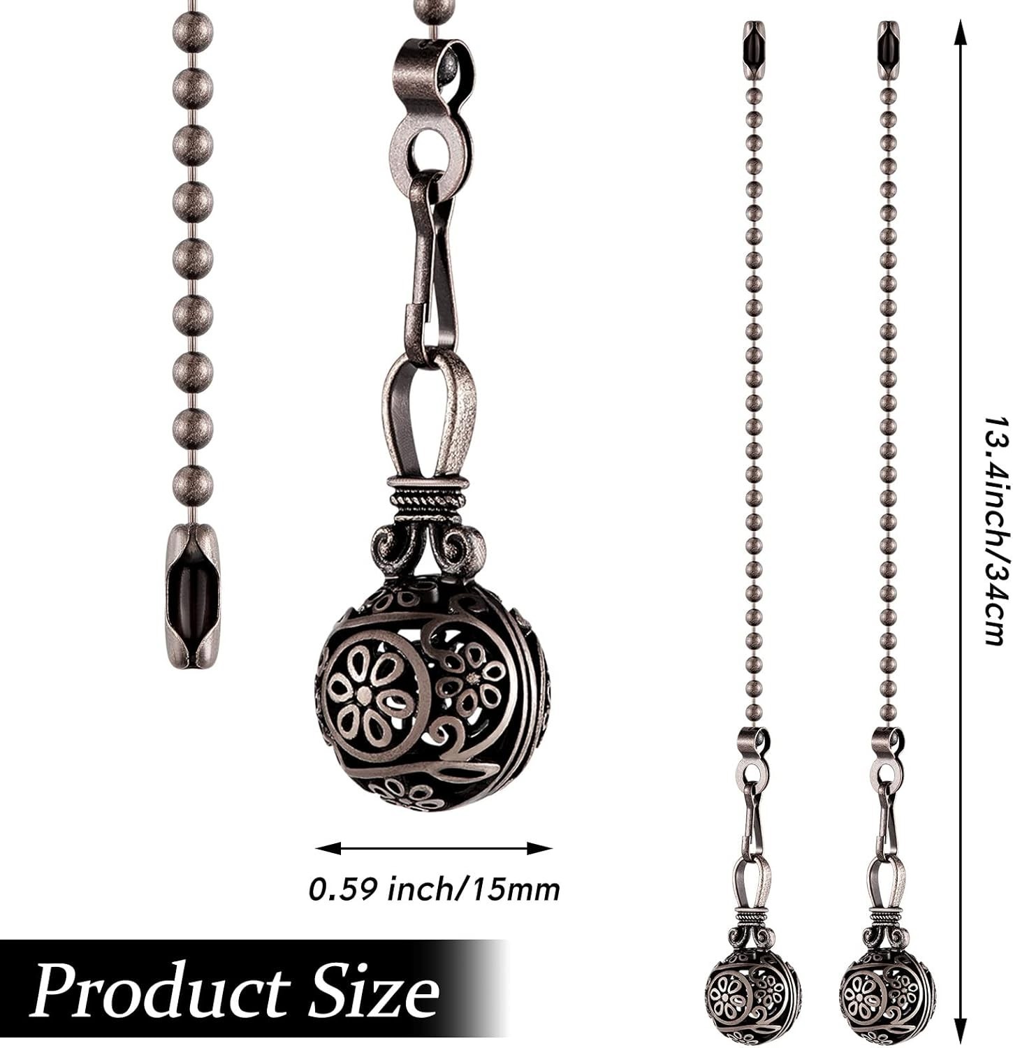 4 Pieces Ceiling Fan Pull Chain Vintage Hollow Fan Danglers Light Pull Chain Ext