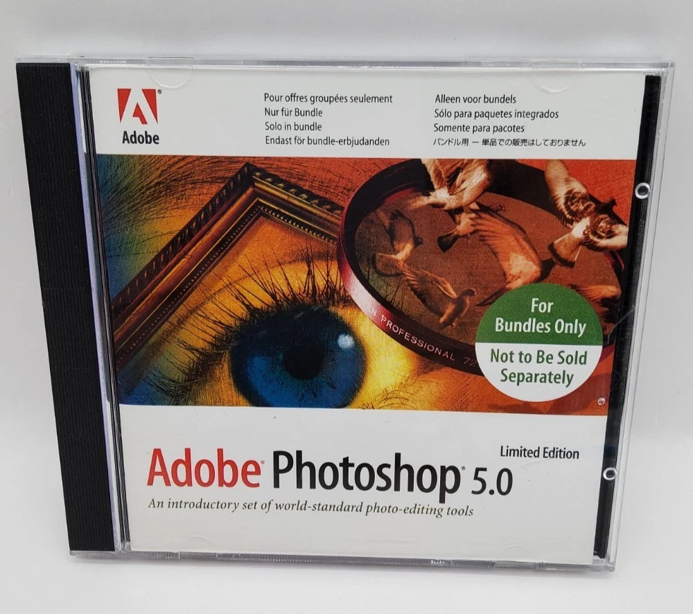 Adobe Photoshop 5.0 Limited Edition Vintage CD Graphic Design Software Win Mac