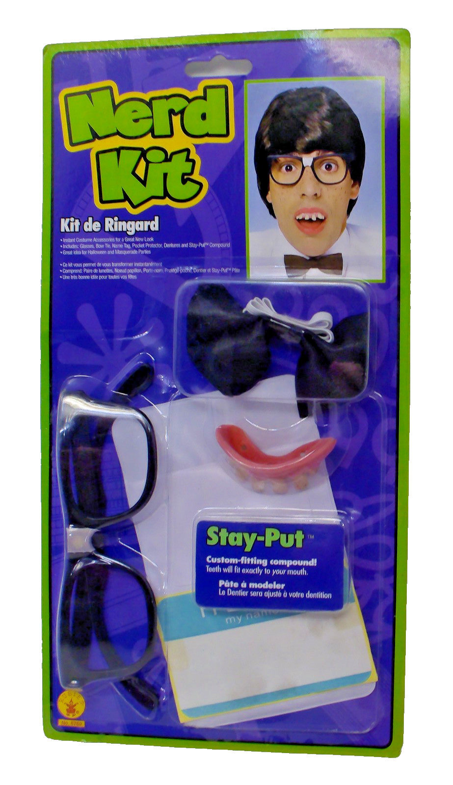 Nerd Kit Halloween Costume Unisex Glasses Dentures Bow Tie Pocket Keeper New
