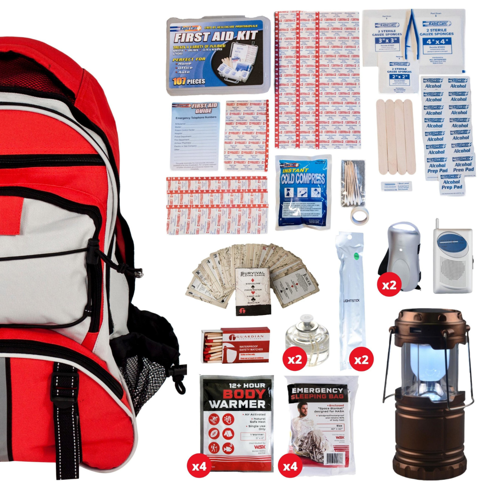 WSK Family Power Outage Emergency Survival Kit w AM/FM Radio, Blankets and More