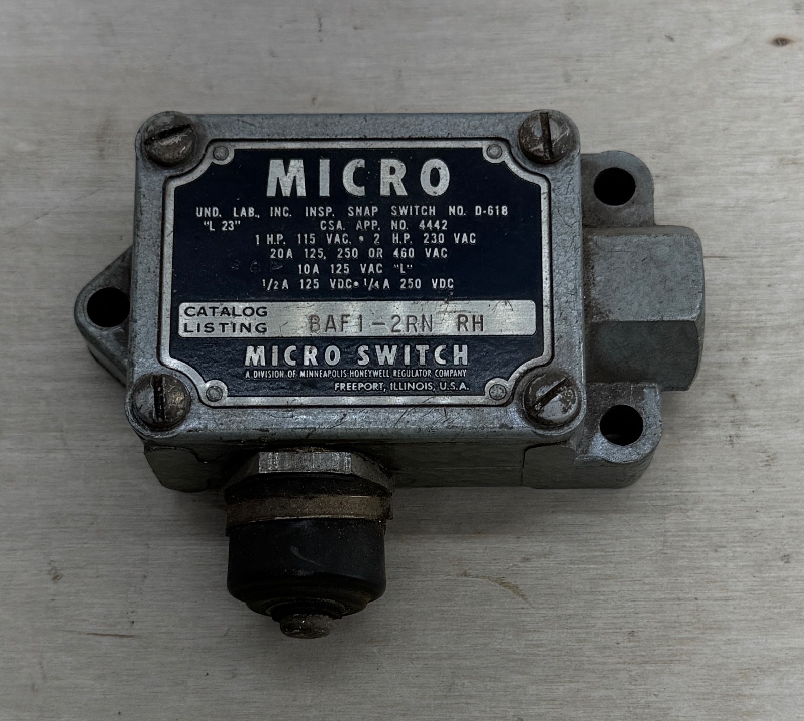 Honeywell Micro Microswitch BAF1-2RN RH (7407)