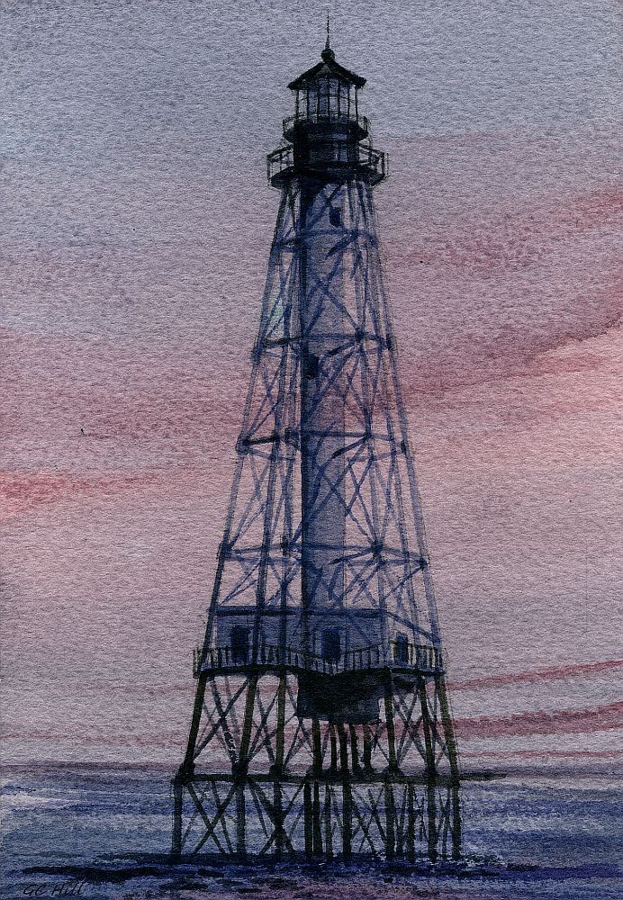 Alligator Reef Lighthouse Florida Watercolor Notecards