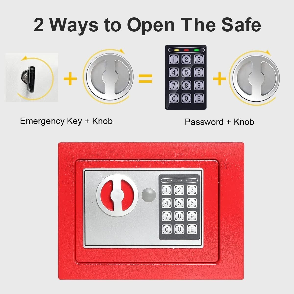 Red Small Safe Box for Money - 0.23CF Mini Safe Electronic Keypad Home Safety