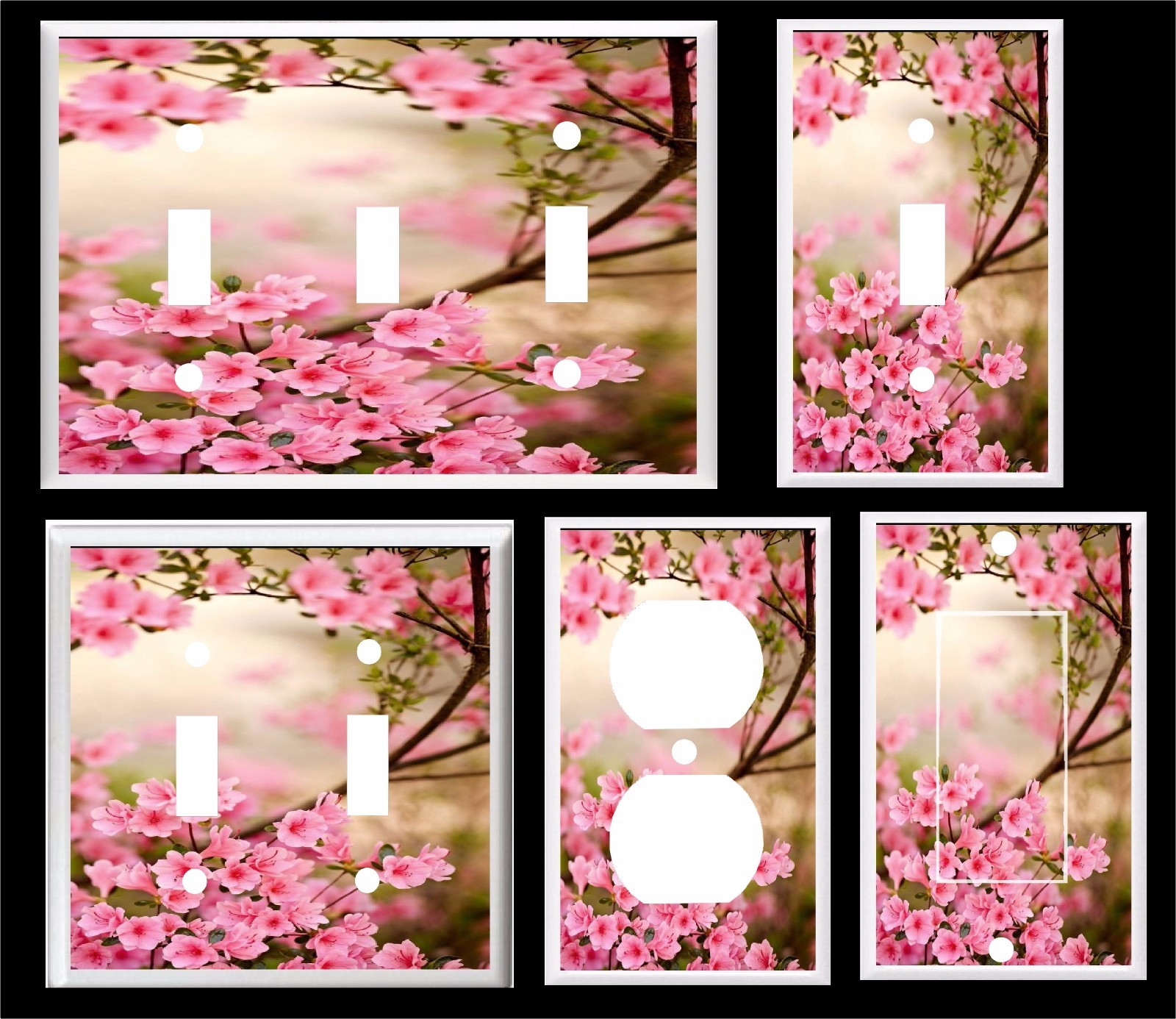 PINK AZALEAS #1  LIGHT SWITCH COVER PLATE      U PICK SIZE