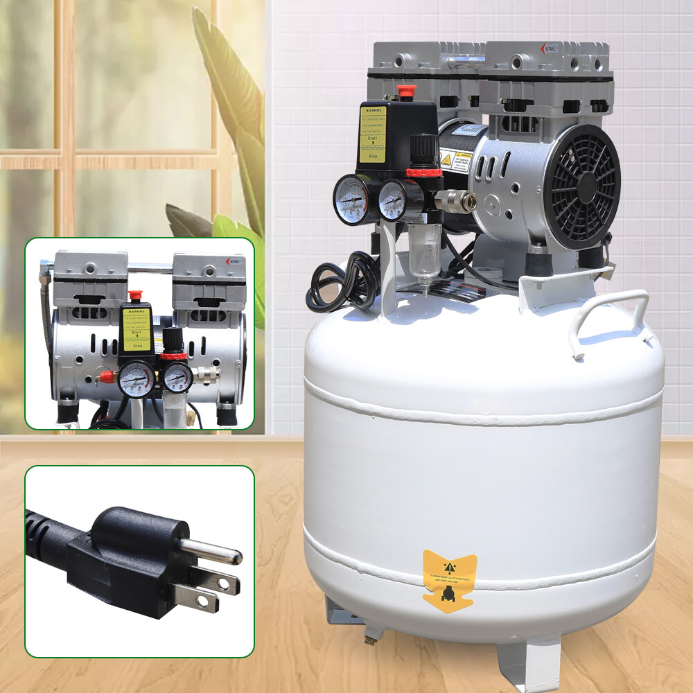 40L Portable Dental Air Compressor Oil Free Silent Air Pump  115 PSI