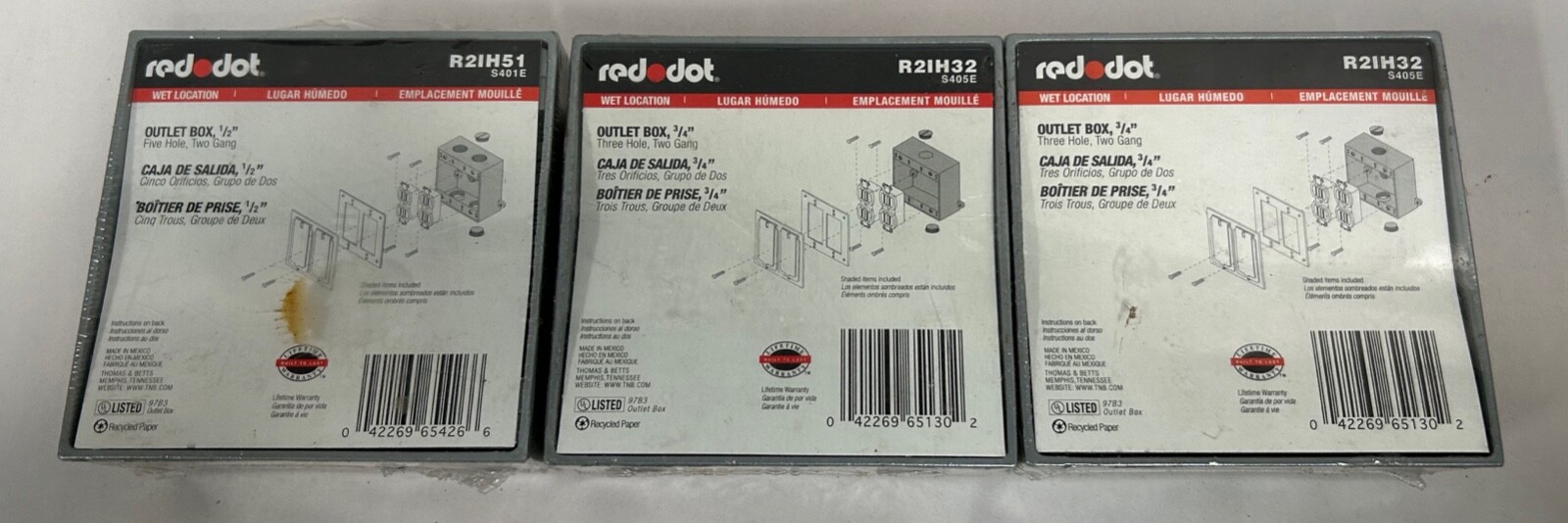 Lot Of "3" UNUSED Red Dot R21H5 & R21H32 Wet Location Outdoor Outlet Box  (A6)