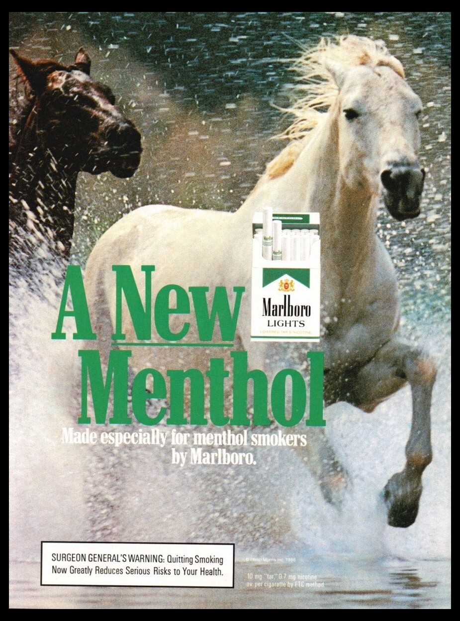 1988 Marlboro Menthol-cigarette print ad-mini poster-White Horse 1980s
