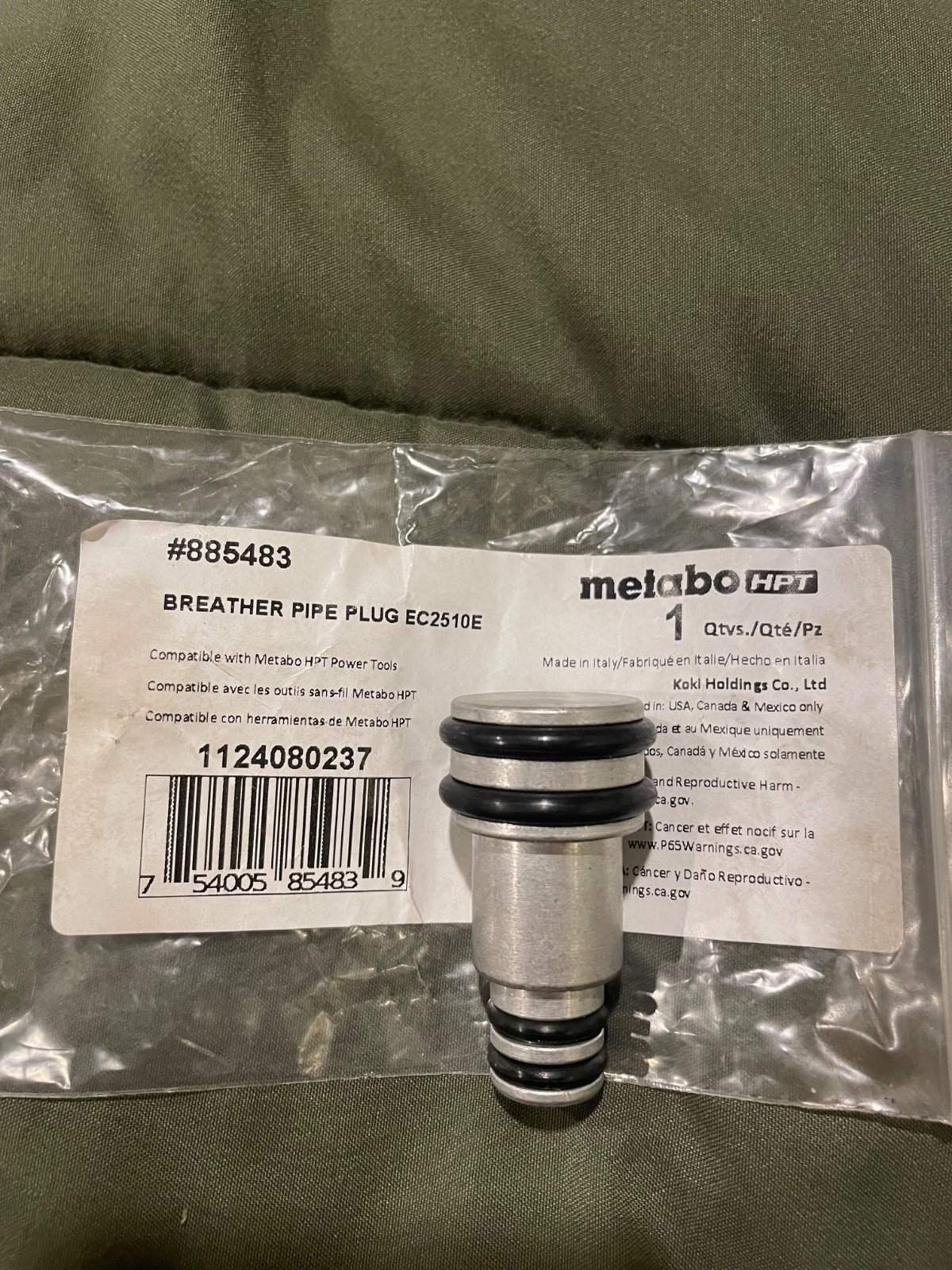 Metabo 885483 Breather Pipe Plug for Hitachi Air Compressor EC2510 - New