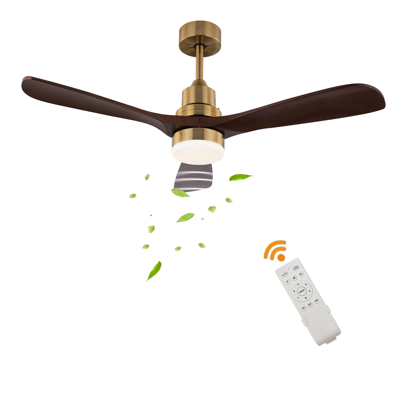 48 Inch 3 Colors LED Ceiling Fan Light w/ Remote Control Fan Light Timer 40W