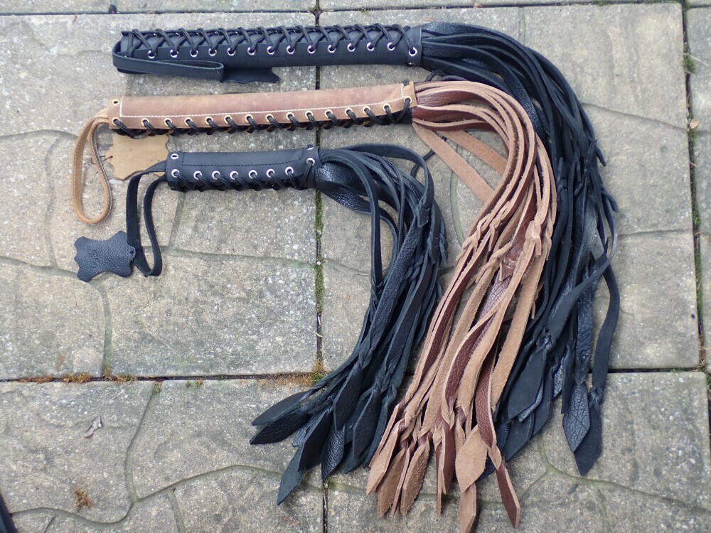 HEAVY THUDDY FLOGGER Thick Leather Tails - Corset Handle - BIG MAX Horse Trainer