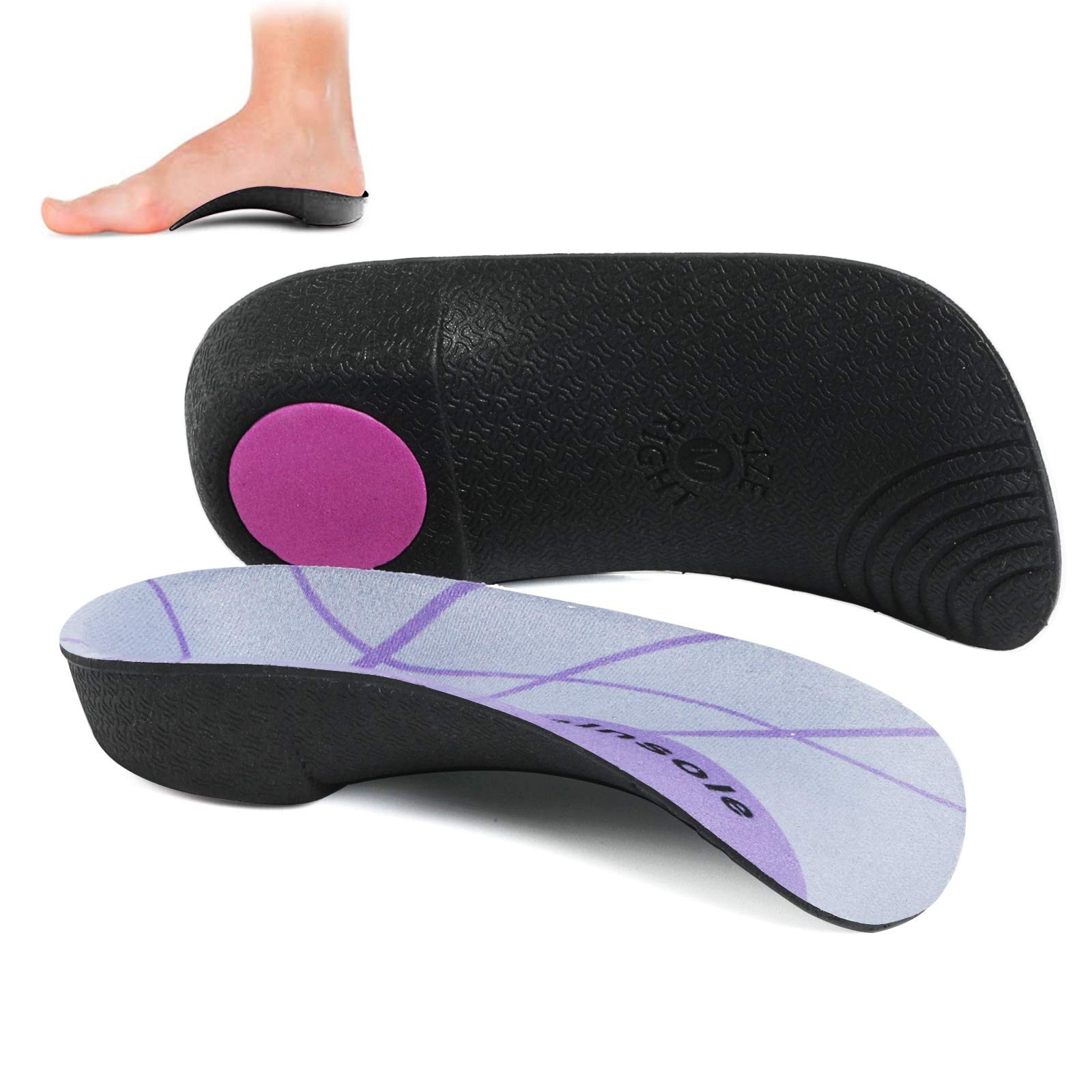 Plantar Fasciitis 3/4 Length Insoles, High Arch Supports Orthotic Insoles, Me...