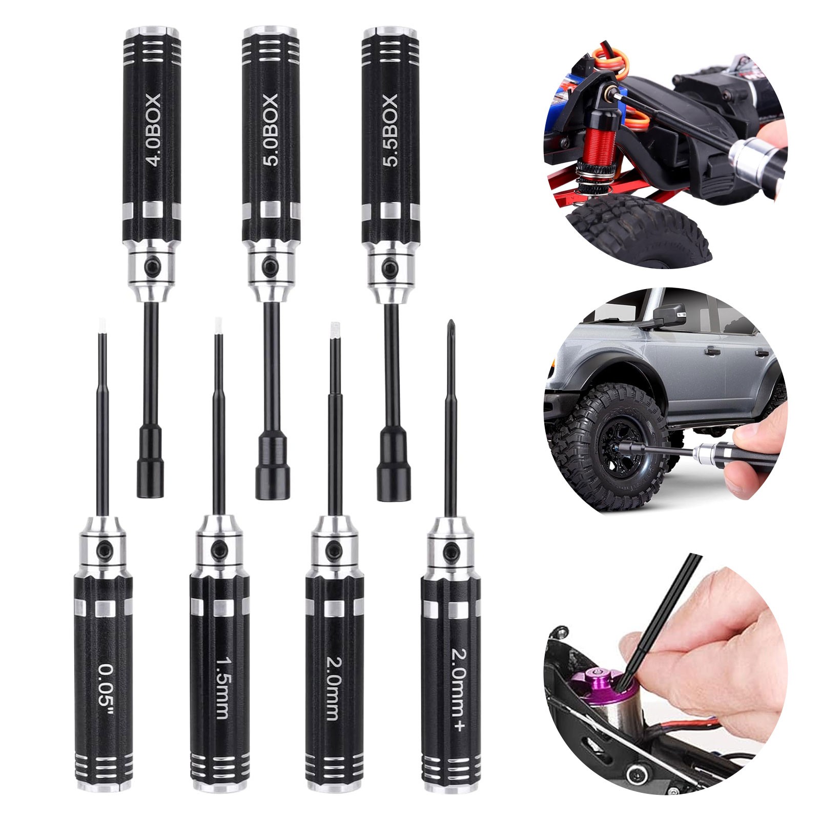 7x Hex Nut Driver Phillips Screwdriver Set 0.05"- 5.5mm 1/10 RC Car Repair Tool