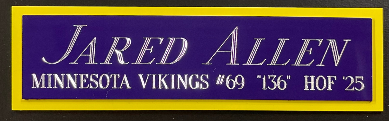JARED ALLEN MINNESOTA VIKINGS NAMEPLATE FOR AUTOGRAPHED SIGNED FOOTBALL JERSEY