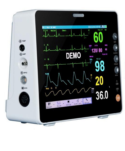 All-in-One 8" Patient Monitor with Hooks for ECG,NIBP, SPO2,Resp,Temp,Pulse Rate