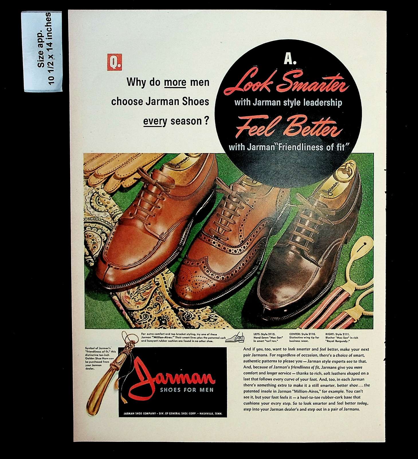 1947 Jarman Shoes for Men Leather Fashion Clothing Vintage Print Ad 29323