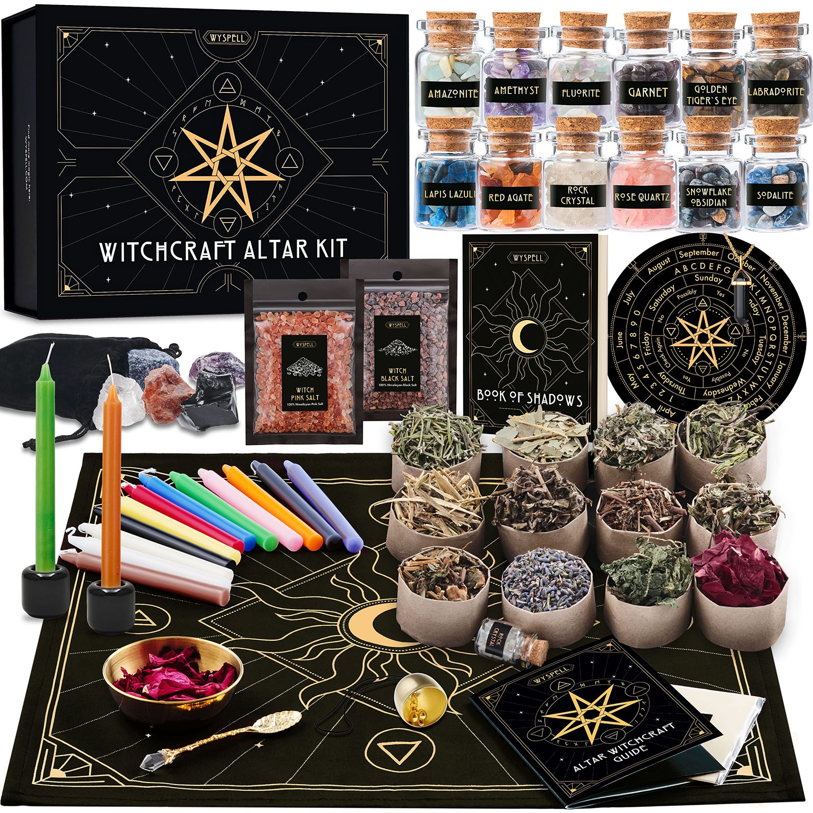 Wyspell Large Witchcraft Kit 77 PCS - 77PCS Altar Kit, Multicolor