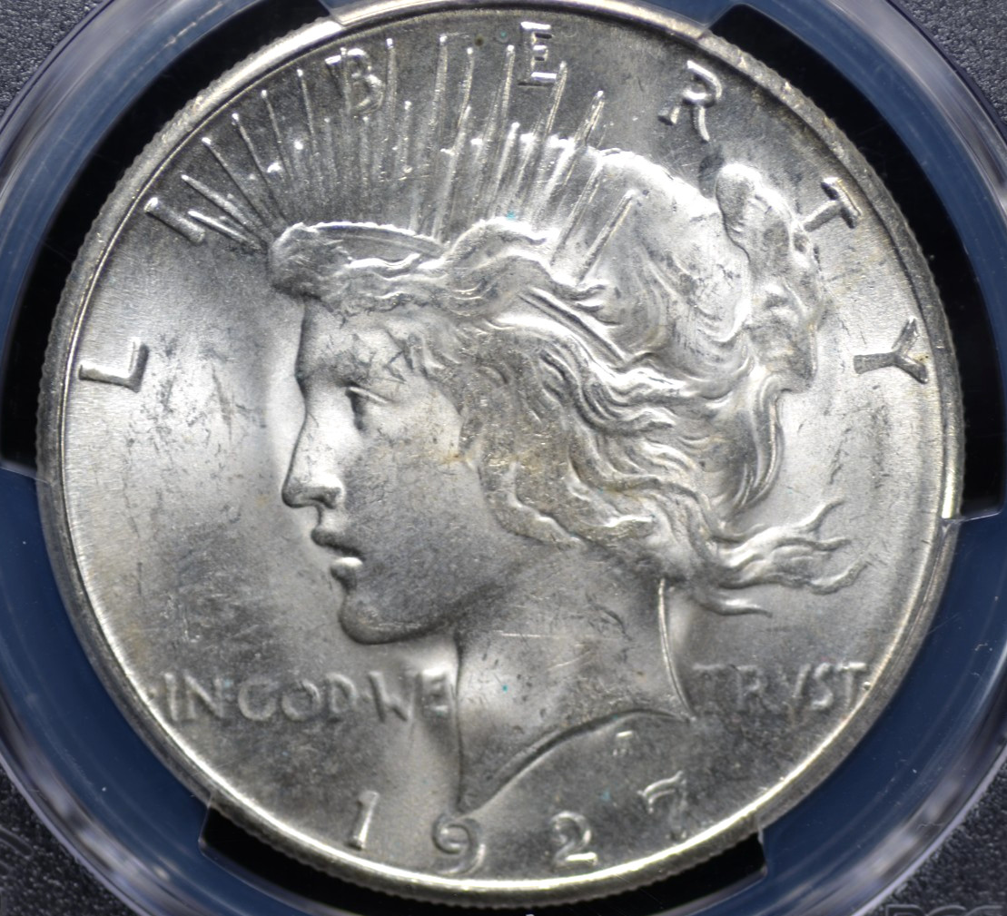 1927 S PEACE DOLLAR PCGS MS 63 SATINY SMOOTH  WITH EXCELLENT FROSTY LUSTER, NO