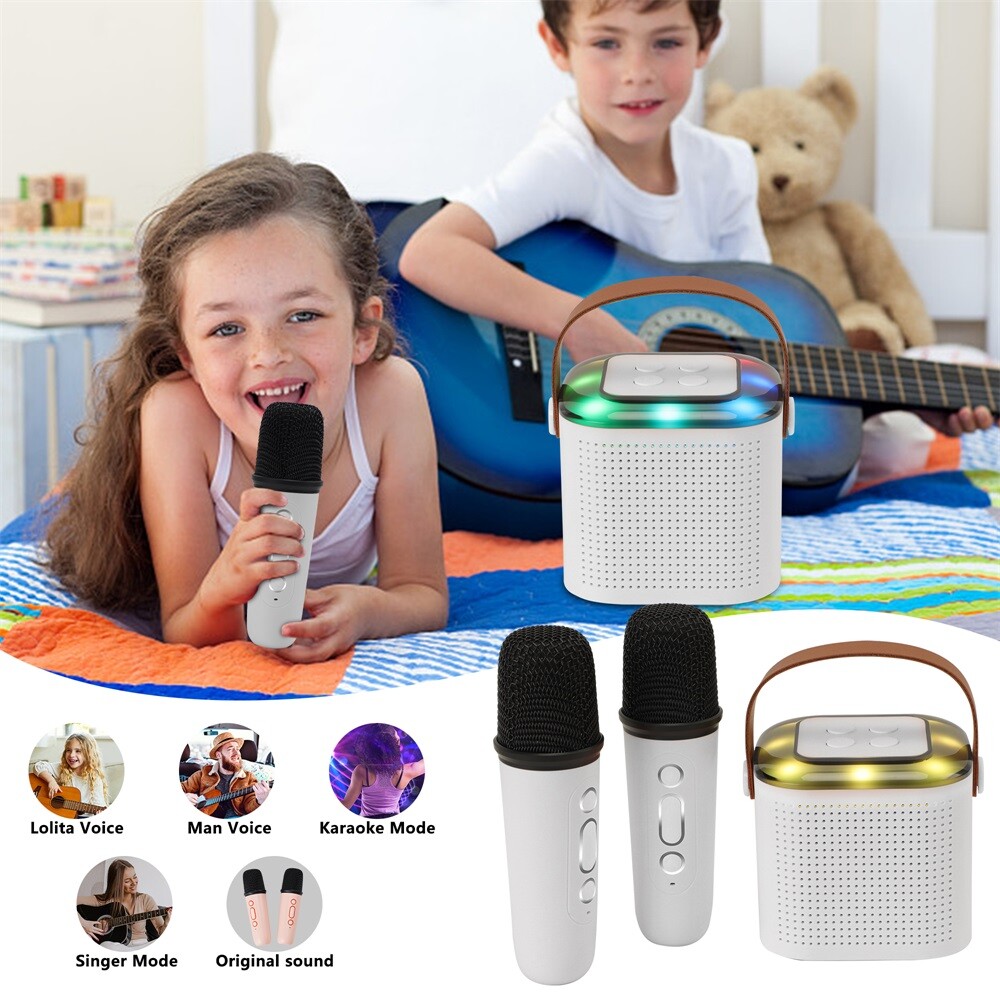 Bluetooth Karaoke Machine Speaker with Microphones for Parties Boys and Girls
