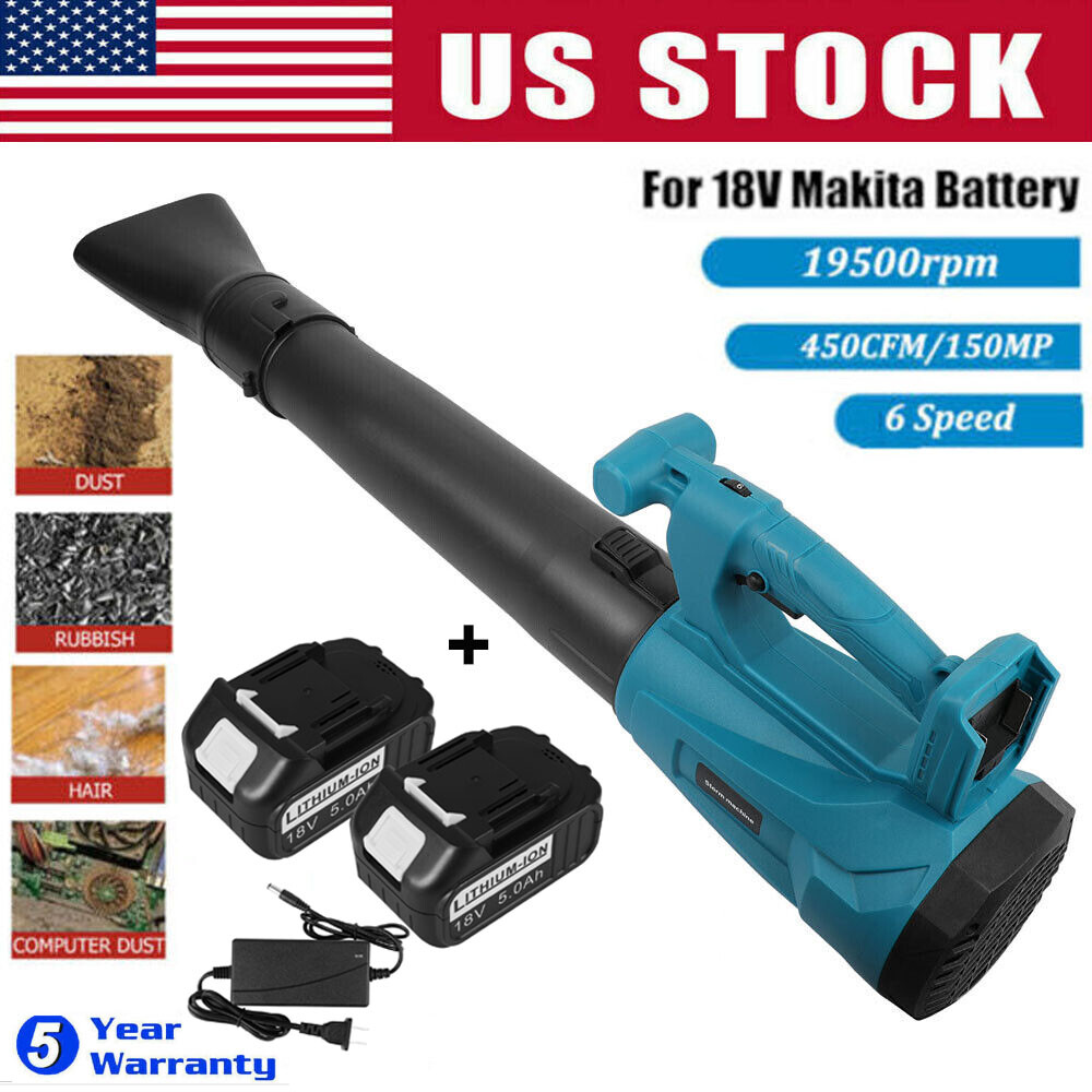 Cordless Leaf Blower For 18V/21V Makita Lithium 6 Speed Electric Air Leaf Blower
