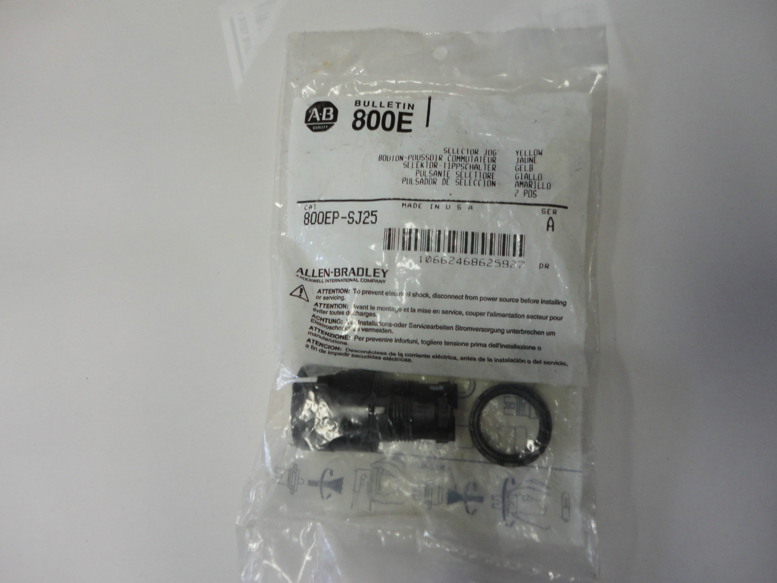 New, Free Ship, Allen Bradley 800EP-SJ25 Ser A, Selector Jog Switch, 2 Position