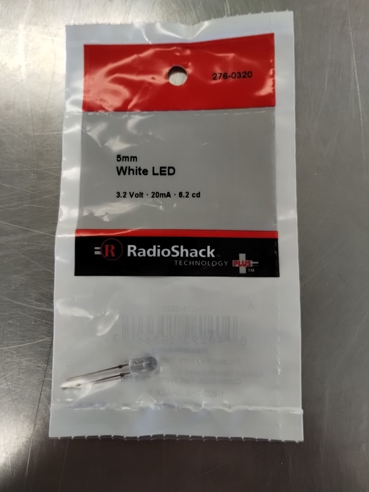 RadioShack 5mm White LED 3.2V 20mA 6.2cd 276-0320