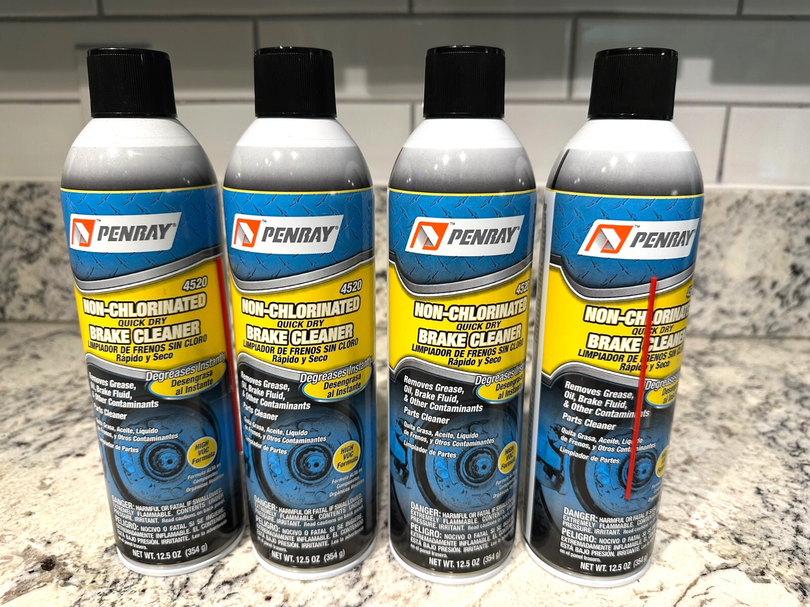 PENRAY 4520 Non-Chlorinated Quick Dry Brake Cleaner 12.5oz Lot of 4 Cans