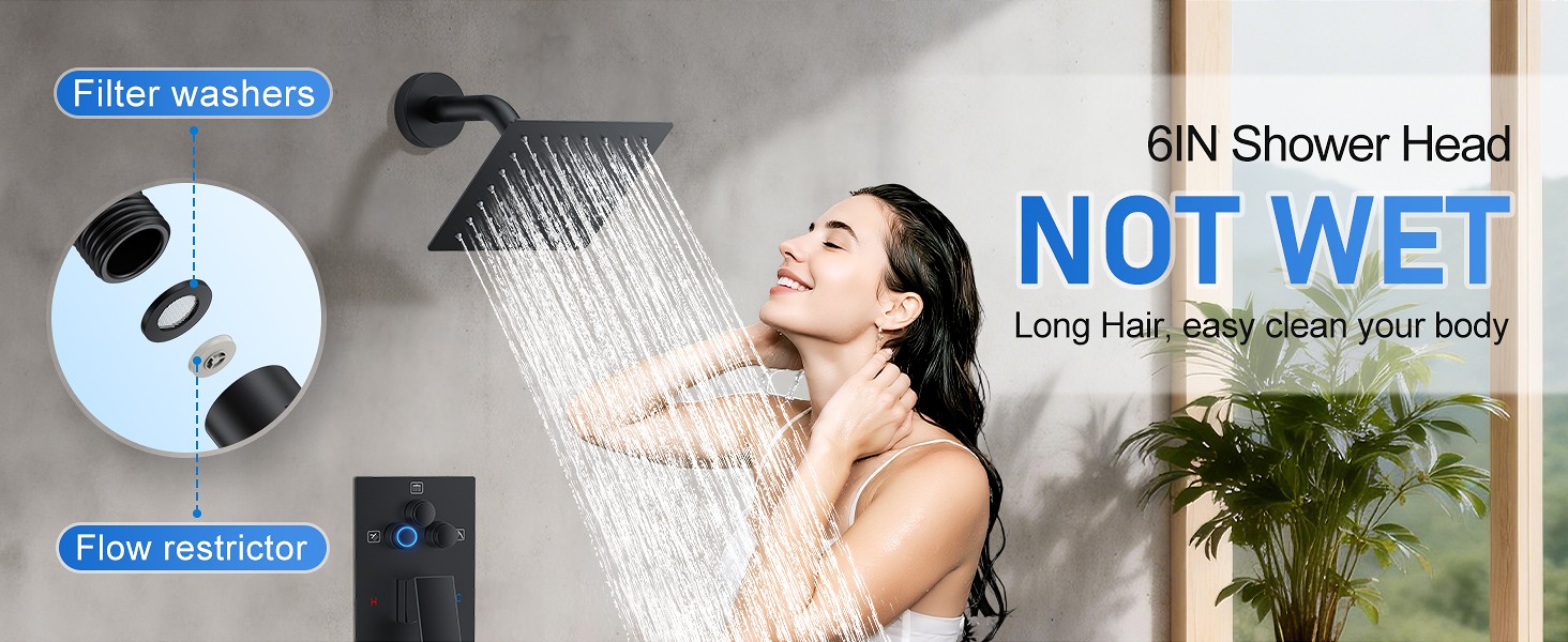 Shower Faucet Set, 10" Ceiling Mount Rainfall Shower System with 2 Rain Shower
