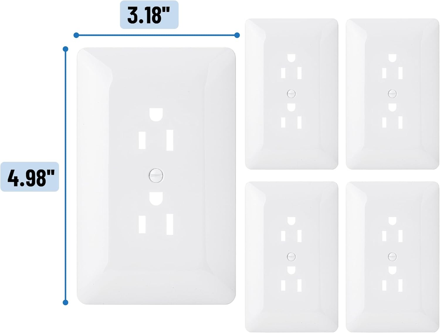 Bates- Duplex Wall Plate 5 Pack White Outlet Covers Wall Plate